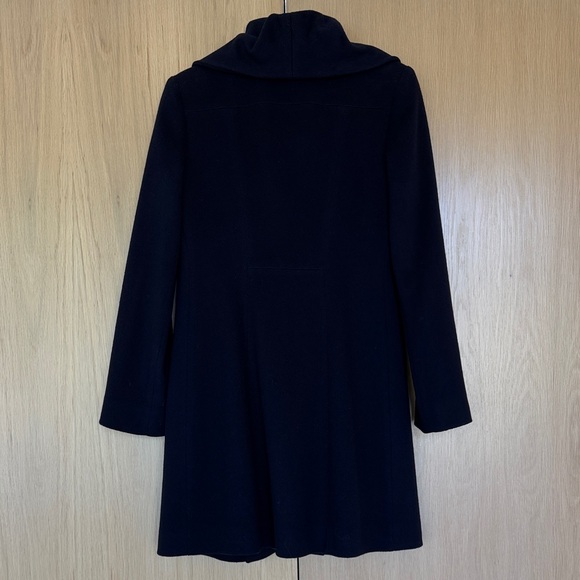 Elegant Navy Fleurette Wool Coat for Women - Picture 2 of 5